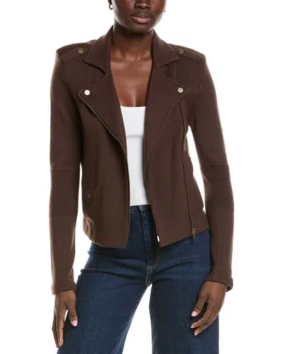 Minnie Rose Knit Moto Jacket In Brown
