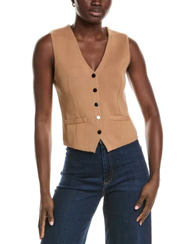 Minnie Rose Knit Snap Vest In Brown