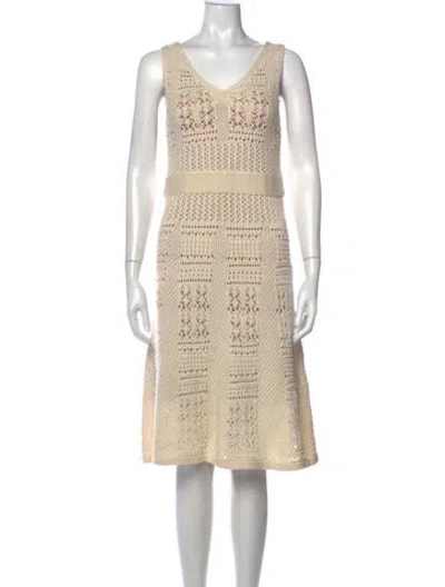 Pre-owned Minnie Rose Lace Pattern Knee-length Dress W/ Tags In Neutral