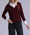 Minnie Rose Layered Polo In Bordeaux In Brown