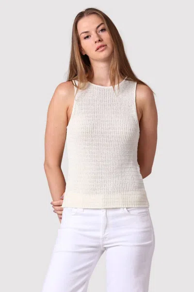 Minnie Rose Linen Cotton Blend Tank Top In White In Neutral