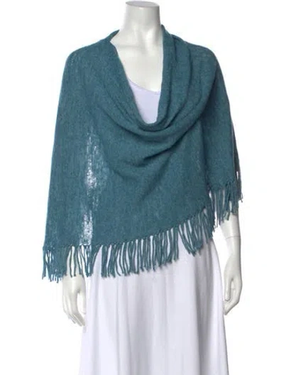Pre-owned Minnie Rose Linen Cowl Neck Sweater In Blue