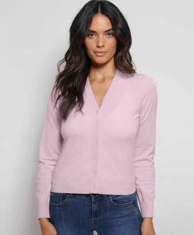 Minnie Rose Long Sleeve Cropped V-neck Cardigan In Pink