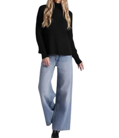 Minnie Rose Luxe Cashmere Seamless Mock Neck Sweater In Black