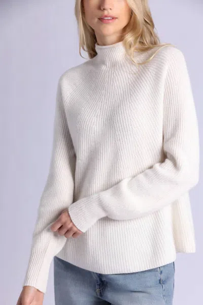 Minnie Rose Luxe Cashmere Seamless Mockneck Sweater In White