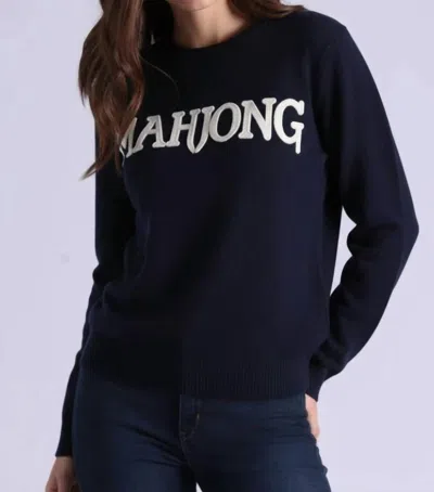 Minnie Rose Mahjong Embroidered Sweater In Navy In Black