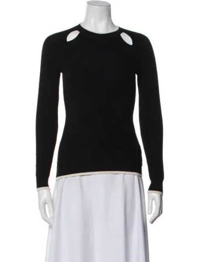 Pre-owned Minnie Rose Merino Wool Crew Neck Sweater In Black