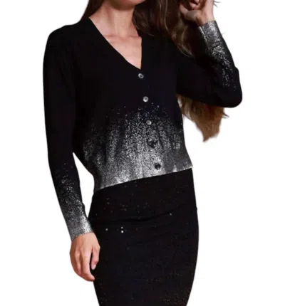 Minnie Rose Metallic Trim Cardigan In Black