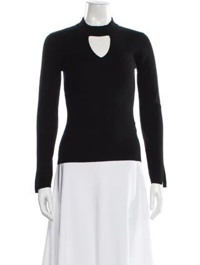 Pre-owned Minnie Rose Mock Neck Sweater In Black