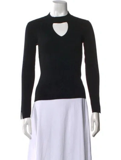 Pre-owned Minnie Rose Mock Neck Sweater In Black