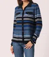 Minnie Rose Novelty Stripe Camp Shirt In Navy Combo In Blue