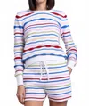 Minnie Rose Novelty Stripe Crew In Multi Combo In White