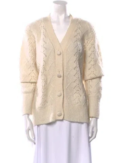 Pre-owned Minnie Rose Nylon V-neck Sweater In Neutral