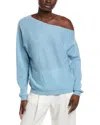 Minnie Rose Off-the-shoulder Cashmere Sweater In Blue