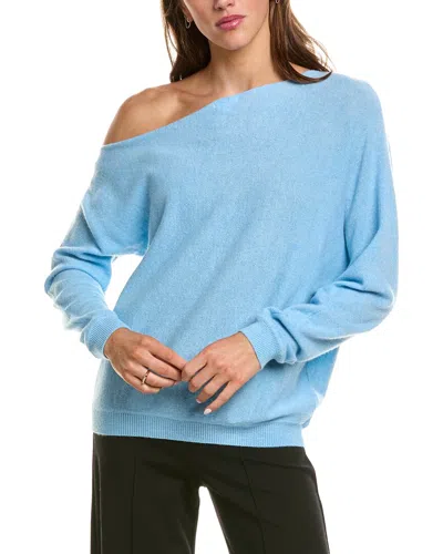 Minnie Rose Off-the-shoulder 100% Cashmere Sweater In Blue