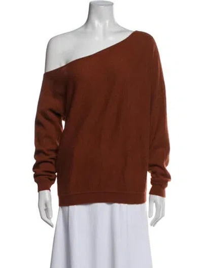 Pre-owned Minnie Rose Off-the-shoulder Sweater In Orange