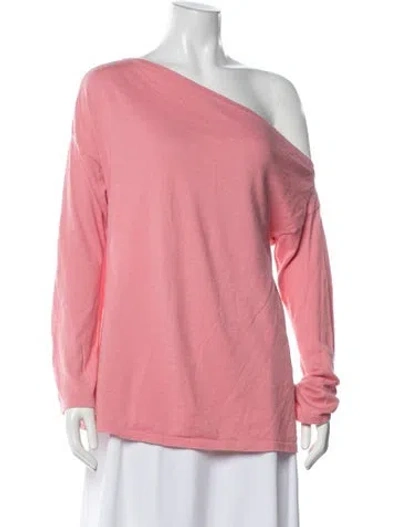 Pre-owned Minnie Rose Off-the-shoulder Sweater In Pink