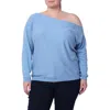 Minnie Rose One-shoulder Cotton & Cashmere Sweater In Blue