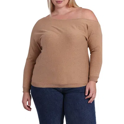 Minnie Rose One-shoulder Cotton & Cashmere Sweater In Camel
