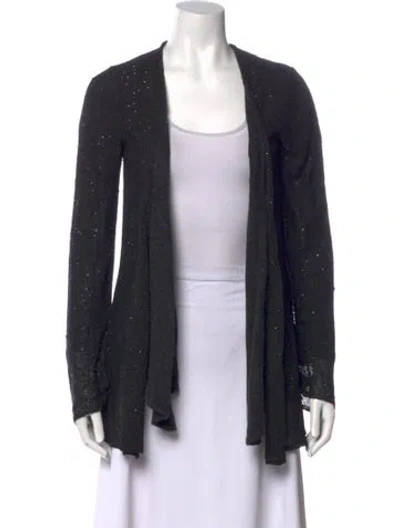 Pre-owned Minnie Rose Open Front Sweater In Black