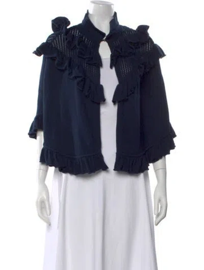 Pre-owned Minnie Rose Open Front Sweater In Blue