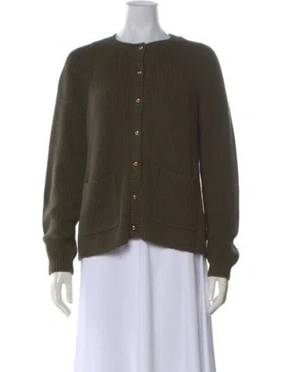Pre-owned Minnie Rose Open Front Sweater In Green
