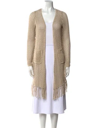 Pre-owned Minnie Rose Open Front Sweater In Neutral