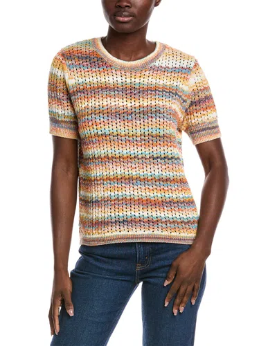 Minnie Rose Open Knit Sweater In Brown