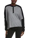 Minnie Rose Oversized Cashmere-blend Henley Sweater In Multi