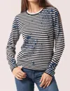 Minnie Rose Paint Splatter Stripe Crew Top In Navy Combo In Multi