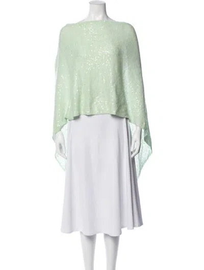 Pre-owned Minnie Rose Patterned Bateau Neckline Sweater In Green