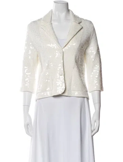 Pre-owned Minnie Rose Patterned Blazer In White