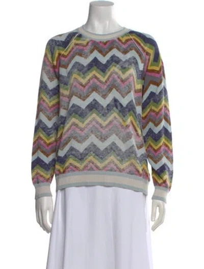 Pre-owned Minnie Rose Patterned Crew Neck Sweater In Blue