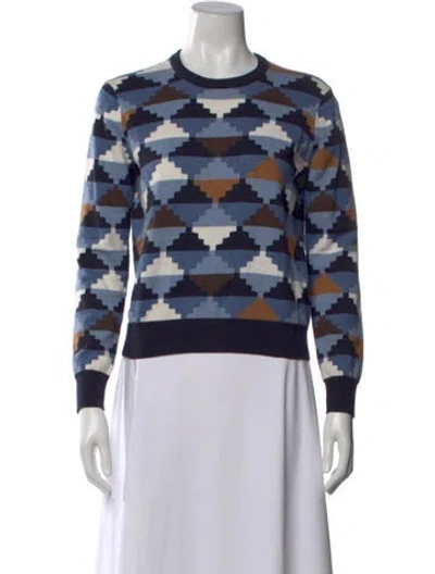 Pre-owned Minnie Rose Patterned Crew Neck Sweater In Blue