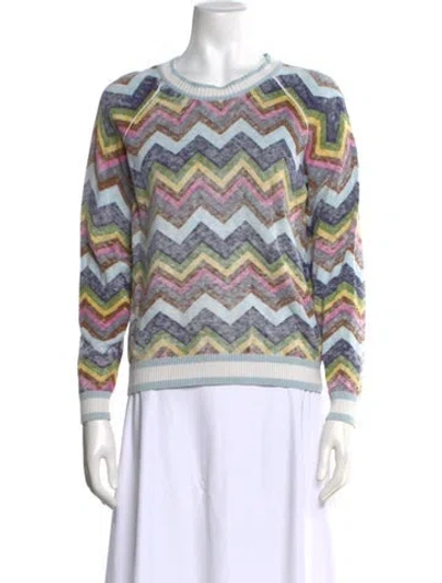 Pre-owned Minnie Rose Patterned Crew Neck Sweater In Blue