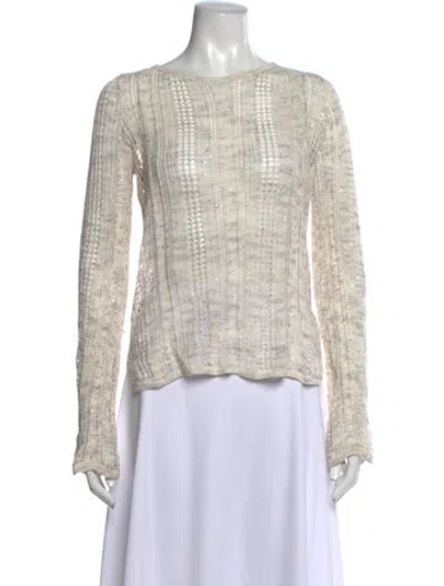 Pre-owned Minnie Rose Patterned Crew Neck Sweater In Neutrals