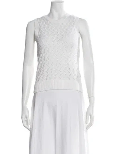 Pre-owned Minnie Rose Patterned Sweater In White