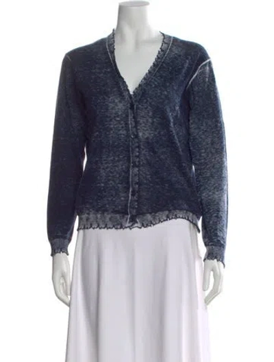 Pre-owned Minnie Rose Patterned V-neck Sweater In Blue