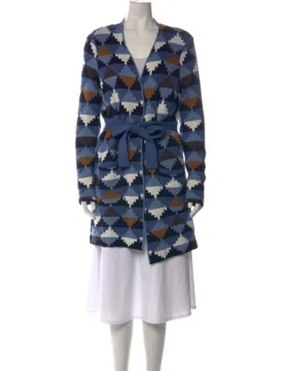 Pre-owned Minnie Rose Patterned V-neck Sweater In Blue