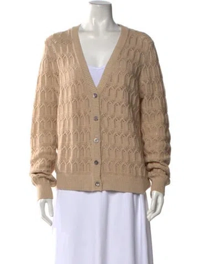 Pre-owned Minnie Rose Patterned V-neck Sweater In Neutrals