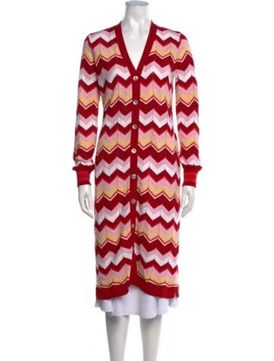 Pre-owned Minnie Rose Patterned V-neck Sweater In Red