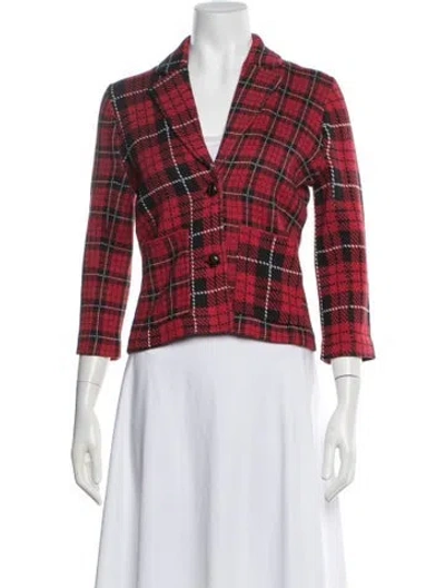 Pre-owned Minnie Rose Plaid Print Blazer W/ Tags In Red