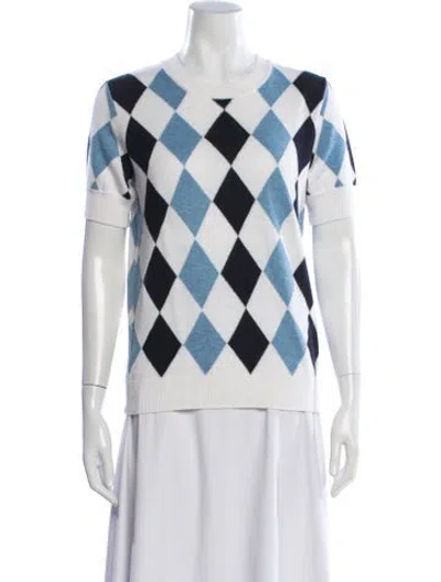 Pre-owned Minnie Rose Plaid Print Crew Neck Sweater In Neutral