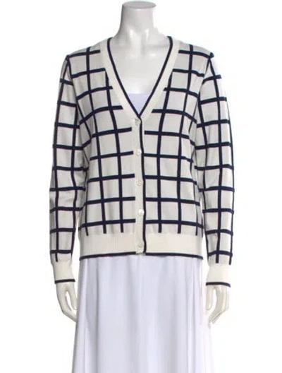 Pre-owned Minnie Rose Plaid Print V-neck Sweater In Multicolor