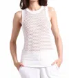Minnie Rose Plaited Mesh Crew Tak In White/white In White