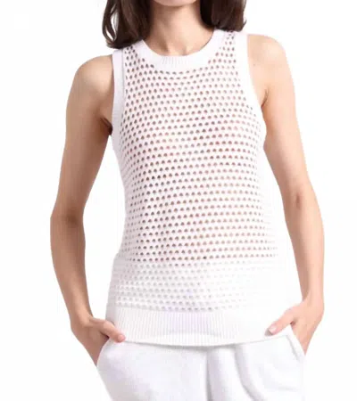 Minnie Rose Plaited Mesh Crew Tak In White/white