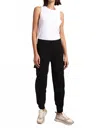 Minnie Rose Pleated Snap Leg Cargo Pant In Black In Black