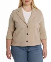 Minnie Rose Plus Size Cotton Blend Blazer In Brown Sugar
