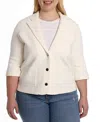 Minnie Rose Women's Cotton-blend Knit Single-breasted Blazer In White