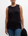 MINNIE ROSE PLUS SIZE FRAYED CABLE-KNIT TANK